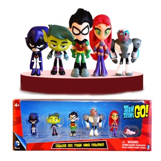 การ์ตูน DC TEEN Titans GO! ฟิกเกอร์ JAZWARES Robin Deluxe Six Pack ขนาดเล็ก 2 นิ้ว 6 ชิ้น