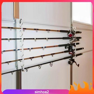 [Simhoa2] 2 Pieces Fishing Rod Combos 10 Pole Fishing Rod Bracket 10 Rod Rack Display Stand Garage Storage Hook Fishing Pole Rack