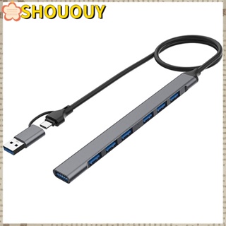 Shououy อะแดปเตอร์ฮับ Type-C อะลูมิเนียมอัลลอย ความเร็วสูง 2-in-1 USB 3.0 7 พอร์ต OTG สําหรับแล็ปท็อป PC