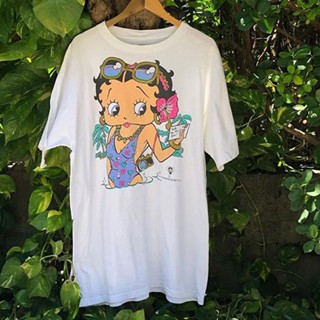 [พร้อมส่ง] เสื้อยืดแขนสั้น พิมพ์ลายการ์ตูน Miss BettyBoop สไตล์เรโทร อเมริกัน สําหรับผู้ชาย และผู้หญิง