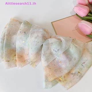 Alittlesearch11 กิ๊บติดผมหางม้า ผ้าชีฟอง แบบนิ่ม ลายดอกไม้ ขนาดใหญ่ แฟชั่น สําหรับผู้หญิง