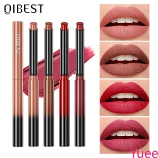 Qibest Matte Velvet Matte Lipstick ถ้วยไม่ติดไม่จางหายง่ายให้สีให้ความชุ่มชื้นติดทนนานแต่งหน้าลิปสติก yuee