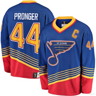 Hq1 NHL ST Louis Blues Jersey Chris Pronger เสื้อยืด แขนยาว สีฟ้า พลัสไซซ์ QH1