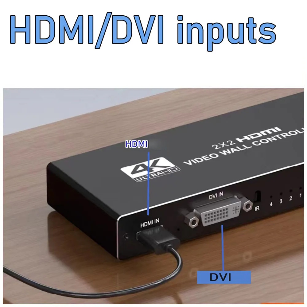 4K HDMI Video Wall Controller 2 3 4 TV Splicing 1080p 2x2 โปรเซสเซอร์ 1x2 1x3 1x4 2x1 3x1 4x1 DVI TV Splicer Video Wall Controller ภูมิทัศน์หน้าจอ Splicer กล่อง
