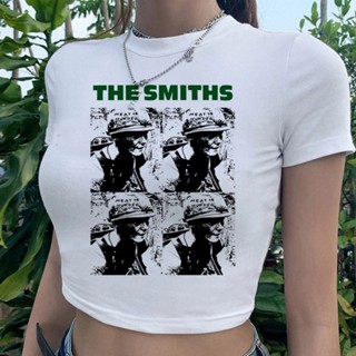 เสื้อครอปท็อป ลาย the Smiths trashy 90s yk2 สําหรับผู้หญิง