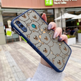 สําหรับ Huawei Y7 2019 Y7 Prime 2019 เคสการ์ตูนหมีน่ารัก บาง ด้านข้าง สี่เหลี่ยม การออกแบบใหม่ กันกระแทก ฝ้า ใส เคสโทรศัพท์แข็ง