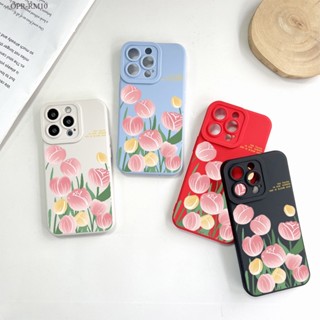 Realme 10 9 9i 8 8i 6i 5 5S 5i Pro Plus Pro+ 4G 5G เคสเรียวมี สำหรับ Pink Tulip  เคส เคสโทรศัพท์