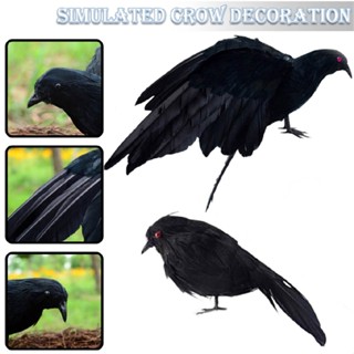 Halloween Artificial Crows Fake Ravens Realistic Black Feather Birds Party Prop