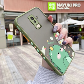 สําหรับ Samsung galaxy J8 2018 เคสการ์ตูนไดโนเสาร์น้อยน่ารัก กันกระแทก ฝ้าแข็ง เคสโทรศัพท์ ขอบลาย ซิลิโคนนิ่ม เคสป้องกัน