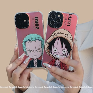 เคสโทรศัพท์มือถือ แบบนิ่ม ลายการ์ตูนลูฟี่ และซาวรอน มีเลเซอร์สองด้าน สําหรับ iPhone 14 13 12 11 Pro Max Xs Max Xr X 7 8 6 6s Plus