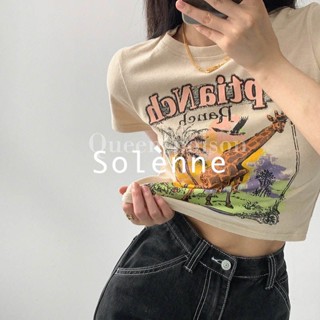 Solenne  เสื้อครอป เสื้อยืดผู้หญิง ครอป baby tee สาวเรโทร 2023 NEW Style ทันสมัย ทันสมัย Trendy fashion A29J1K1 36Z230909