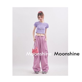 Moon  กางเกงขายาว คาร์โก้ กางเกง เชือกอเมริกันคลาสิค Cargo pants 2023 NEW รุ่นใหม่ คุณภาพสูง Trendy fashion A20M08E 36Z230909