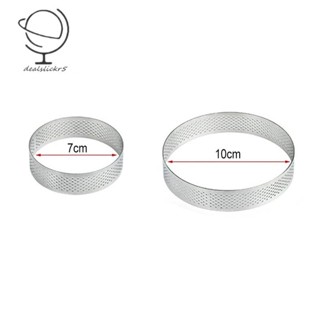 แม่พิมพ์ทาร์ต สเตนเลส ทรงกลม พร้อมรู สําหรับทําเค้ก มูส ผลไม้ พาย 10 ชิ้น