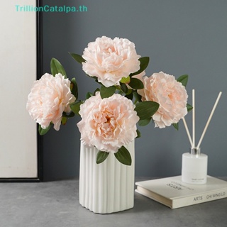 Trillioncatalpa ช่อดอกโบตั๋นประดิษฐ์ 5 ดอก สีแดง สําหรับตกแต่งบ้าน TH