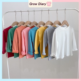 เสื้อยืดคอกลม แขนยาว สีแคนดี้ สําหรับเด็กผู้หญิง อายุ 2-9 ปี