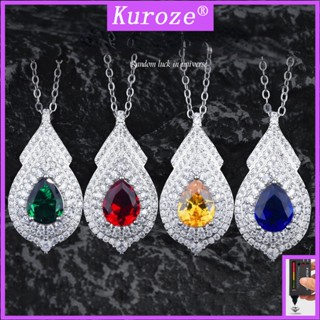 Kuroze สร้อยคอโซ่ จี้รูปหยดน้ํา ประดับเพชร สีเหลือง หรูหรา