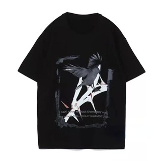 Yohji yohji yamamoto S&amp;#039;YTE เสื้อยืดแขนสั้น พิมพ์ลายนกพิราบ สีดํา ทรงหลวม แบบลําลอง