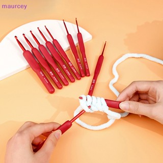 Maurcey ตะขอถักโครเชต์ ด้ามจับซิลิโคน สีแดง 2 2.5 3 3.5 4 4.5 5 5.5 6 มม. 1 ชิ้น