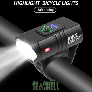 [Seashell02.th] ไฟ LED 10W 800LM 6 โหมด ชาร์จ USB สําหรับติดด้านหน้ารถจักรยาน MTB