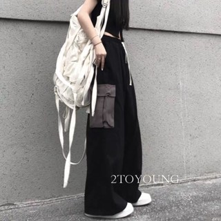 2TOYOUNG  กางเกงขายาว คาร์โก้ กางเกง เชือกอเมริกันคลาสิค Cargo pants 2023 NEW 072106 ins สวยงาม Stylish พิเศษ ES220046 36Z230909