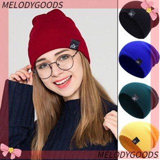 MELODG หมวกบีนนี่ลําลอง ผ้าถัก สีพื้น น่ารัก สําหรับผู้หญิง มี 12 สี