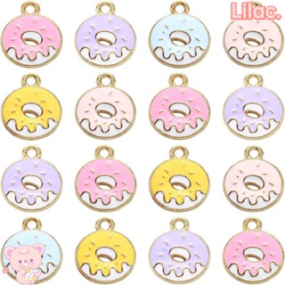 Lilac ชาร์มโดนัทเคลือบ 18.7*15 มม. 50 ชิ้น|จี้โดนัทอัลลอย รูปการ์ตูนอาหารหวาน ผสมสี สําหรับขนมหวาน โดนัท|จี้ต่างหู สําหรับทําเครื่องประดับ ขนมหวาน