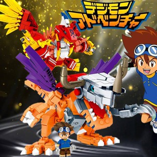 Ellen Digimon Adventure Building Block ของขวัญสําหรับเด็ก Were War Greymon vs Metal Garurumon Figure Dolls ของเล่นสําหรับเด็ก