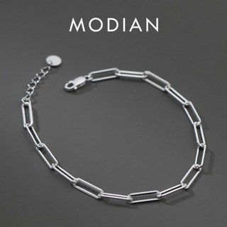 Modian แท้ สร้อยข้อมือเงินแท้ 925 กลวง เรียบง่าย เครื่องประดับแฟชั่น สําหรับผู้หญิง