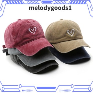 Melodygoods1 หมวกเบสบอล ปักลายหัวใจ ปรับได้ สไตล์วินเทจ สําหรับเล่นกีฬากลางแจ้ง