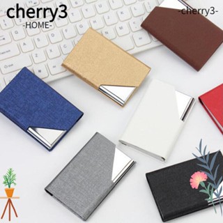 Cherry3 กระเป๋าใส่บัตรเครดิต นามบัตร หนัง PU สเตนเลส ทรงสลิม สําหรับผู้หญิง