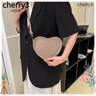 Cherry3 กระเป๋าถือลําลอง ผ้าสักหลาด รูปหัวใจ สีกากี สไตล์เรโทร สําหรับผู้หญิง