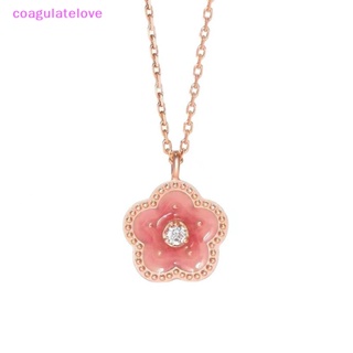 Coagulatelove สร้อยคอโซ่ จี้ดอกไม้ สีชมพู เครื่องประดับแฟชั่น สําหรับผู้หญิง [ขายดี]