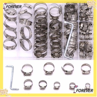 Forever แคลมป์หนีบท่อเกียร์ตัวหนอน สเตนเลส 304 ปรับได้ 91 ชิ้น