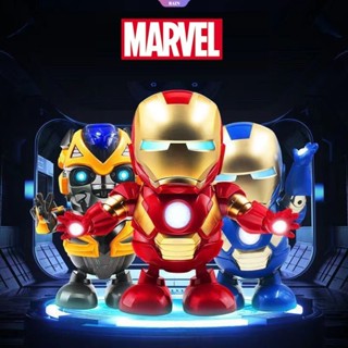 โมเดลหุ่นยนต์ Marvel Iron Man Kawaii Music Dance Captain America Bumblebee Hulk เรืองแสง ของเล่นสําหรับเด็ก [RAIN]