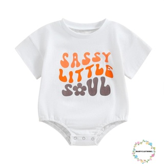 Babyclothes- ชุดรอมเปอร์ บอดี้สูท คอกลม แขนสั้น พิมพ์ลายตัวอักษร ฤดูร้อน ลําลอง สําหรับเด็กผู้หญิง ใช้ได้ทุกวัน