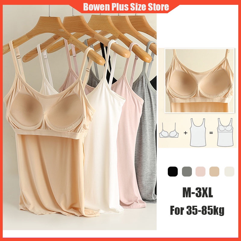 Bowen M-3XL สําหรับ 35-85kgPlus ขนาดผู้หญิง Camisole Top Modal ผู้หญิงเบาะฤดูร้อนถ้วยคงที่สวมใส่ด้าน