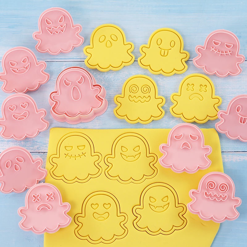 10 ชิ้น / เซต การ์ตูนฮาโลวีนผีคุกกี้แม่พิมพ์ตัดคุกกี้กดเครื่องมือผลไม้ขนมอบนึ่งขนมปังตัดฟองดองท์เบเกอรี่แม่พิมพ์