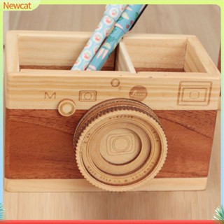 {Newcat} กล่องใส่ปากกา ดินสอ รูปกล้อง แบบไม้ สําหรับสํานักงาน