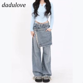 DaDulove💕 New American Ins High Street Raw Edge Jeans Niche High Waist Wide Leg Pants Large Size Trousers