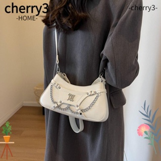 Cherry3 กระเป๋าถือ กระเป๋าสะพายไหล่ สะพายข้าง หนัง Pu ความจุสูง สีพื้น สําหรับเด็กผู้หญิง