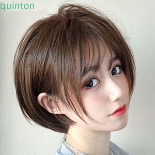 Quinton วิกผมบ๊อบสั้น ผมหน้าม้า สีน้ําตาล สีดํา ทนความร้อน แฟชั่นปาร์ตี้ สําหรับผู้หญิง