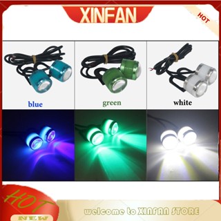 Xinfan 2 ชิ้น แฟลช LED ตานกอินทรีย์ รถจักรยานยนต์ แฟลช LED ไฟวิ่งกลางวัน แหล่งที่มา สํารอง ย้อนกลับ สัญญาณจอดรถ กันน้ํา