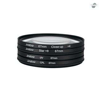 {fly} Andoer 67mm UV+CPL+Close-Up+4 +Star 8-Point Filter Circular Filter Kit Circular Polarizer Filter Macro Close-Up Star 8-Point Filter with Bag for   Pentax  DSLR