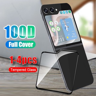 ฟิล์มกระจกนิรภัยกันรอยหน้าจอ ขอบดํา 100D สําหรับ Samsung Galaxy Z Flip5 5G Samsung Z Flip5 5G ZFlip 5 Galaxy ZFlip5 1-4 ชิ้น