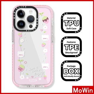 Mowin - เข้ากันได้สำหรับ เคสไอโฟน เคสไอโฟน11 เคส iphone 11เคสไอโฟนเคสนิ่มเคสใสหนากันกระแทกกรอบป้องกันกล้องหมีน่ารักสตรอเบอร์รี่เข้ากันได้กับ iPhone 14 13 Pro Max 12 Pro Max 11 XR XS MAX 7 8