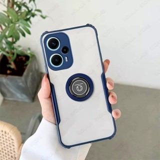 เคสโทรศัพท์อะคริลิคแข็ง แบบใส กันกระแทก พร้อมแหวนแม่เหล็ก สําหรับ Xiaomi POCO F5 F5 Pro X4 GT