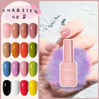 CHARZIEG 48สี สีเจล เจลทาเล็บ สีเจลทาเล็บ Nail gel polish สีสวย UV/LEDสีเจล สีทาเล็บเจล แแบบต้องอบ 8ml