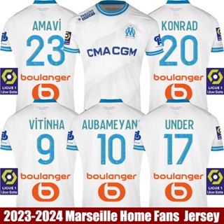 เสื้อกีฬาแขนสั้น ลายทีม Marseille HQ1 2023-2024 Under Vitinha Aubameyang Konrad Amavi พลัสไซซ์ QH1