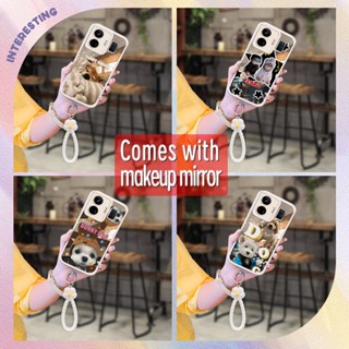 Makeup mirror Anti drop airbag Phone Case For OPPO Realme GT NEO5/240W/Realme GT3 Liquid silicone flower Hangings