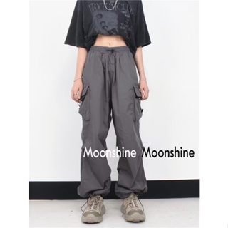 Moon  กางเกงขายาว คาร์โก้ กางเกง เชือกอเมริกันคลาสิค Cargo pants 2023 NEW  AG080708 Trendy fashion รุ่นใหม่ สบาย A20M040 36Z230909